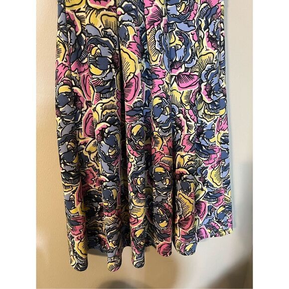 Lularoe Women’s Size Large Fit and Flare Dress Multicolor Floral Short Sleeve - Picture 6 of 16